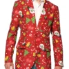 Christmas Tree Lights Red Printed Blazer