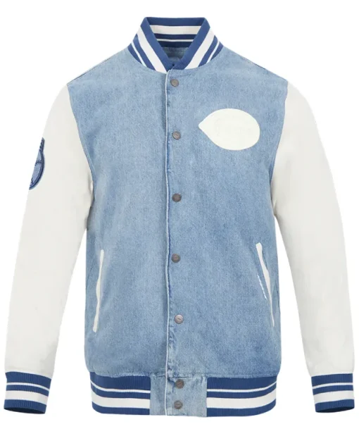Cincinnati Reds Blue and White Denim Varsity Jacket
