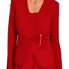 Daphnee Duplaix Beyond The Gates 2025 Zip Front Wrap Red Blazer
