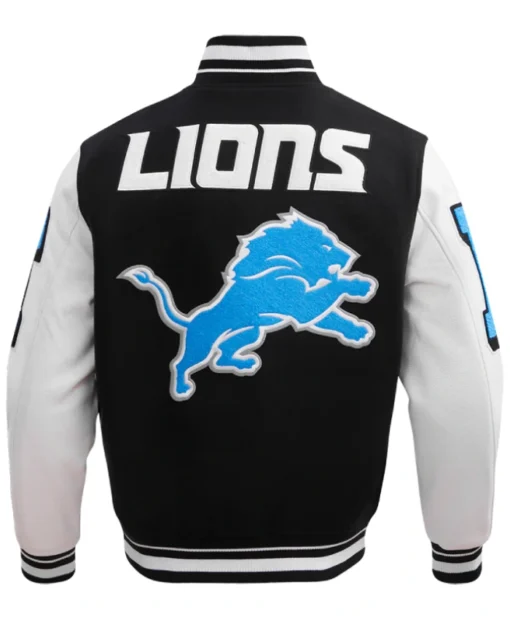 Mashup Detroit Lions Rib Wool and Leather Sleeves Varsity Jacket