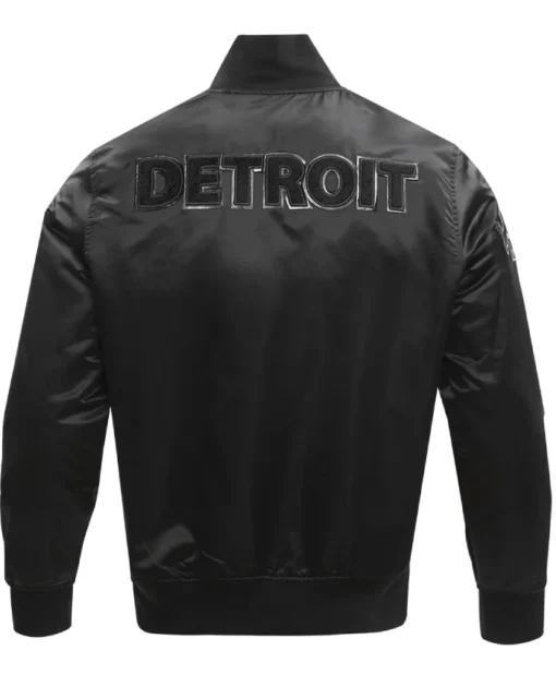 Detroit Lions Triple Black Satin Varsity Jacket for Unisex