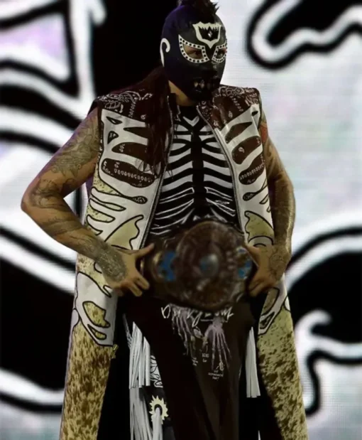 WWE 2025 SummerSlam Dominik Mysterio Animal Printed Leather Long Coat - Multicolor