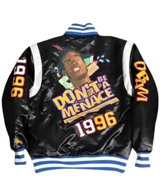 Don’t Be a Menace Black Satin Varsity Jacket For Men and Women