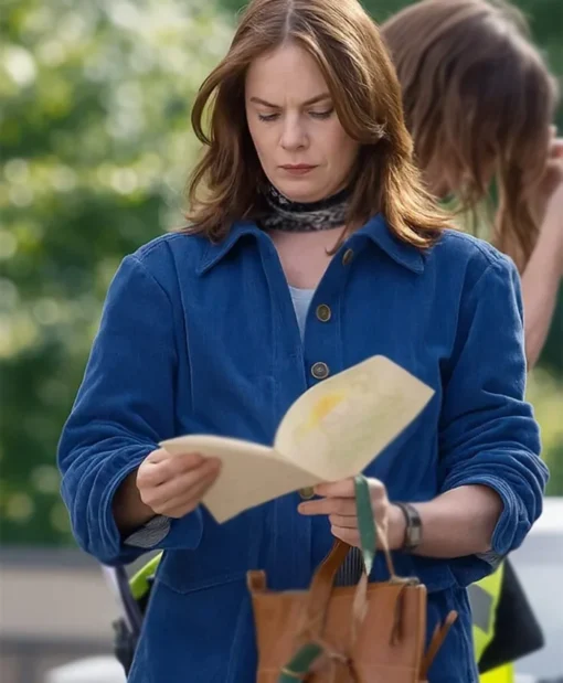 Sarah Tucker TV Series Down Cemetery Road 2025 Ruth Wilson Blue Velvet Jacket
