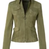 Amy Sedaris TV Series Elsbeth 2025 Laurel Hammond-Muntz Green Suede Leather Jacket