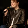 Bugonia BAFTA Screening Emma Stone Brown Leather Jacket