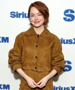 SiriusXM’s Town Hall Emma Stone Brown Cropped Jacket