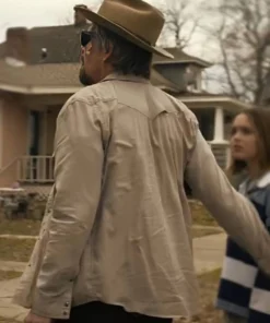 Ethan Hawke The Lowdown 2025 Beige Cotton Shirt