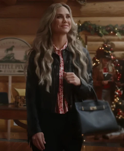 Fiona Gubelmann A Royal Montana Christmas Black Leather Jacket