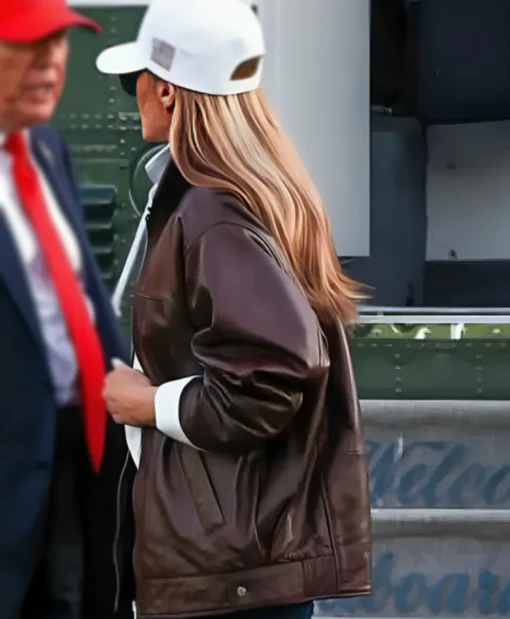First Lady Melania Trump Brown Leather Jacket Buy Now