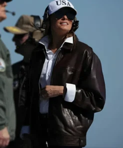 Melania Trump USA First Lady Brown Leather Jacket For Sale