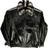 Frank Sheepskin Black Jacket With Chinchilla Collar