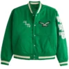Philadelphia Eagles Green Varsity Satin Bomber Jacket