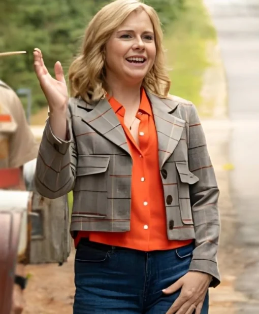 Rose McIver TV Series Ghosts US S5 Sam Grey Plaid Cropped Jacket