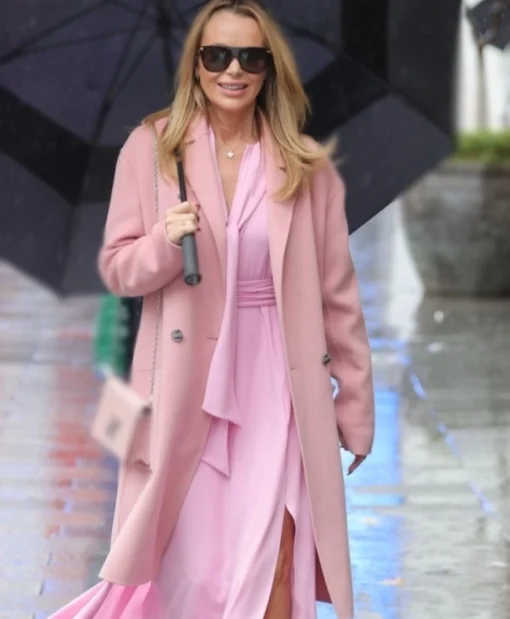 Amanda Holden Pink Wool Long Coat
