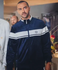 Daniel De Luca TV Series Hotel Costiera 2025 Jesse Williams Velvet Track Jacket
