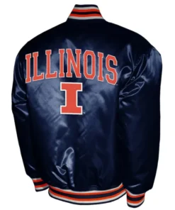 Franchise Club Illinois Fighting Illini Navy Full-Snap Varsity Satin Jacket