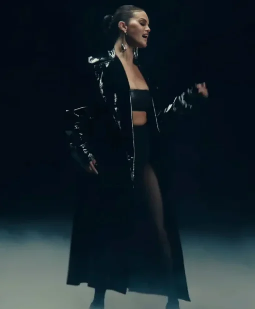 Selena Gomez In The Dark Black Coat