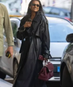 Simone Ashley Italy 2025 Long Belted Coat