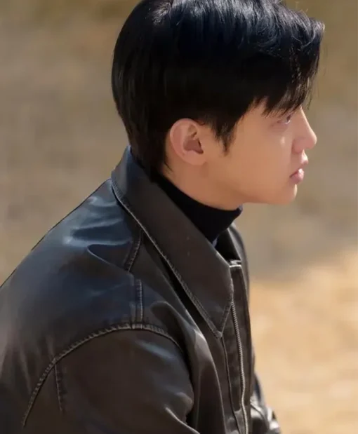 Shop Jang Dong-yoon Queen Mantis S01 Brown Leather Jacket