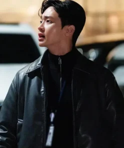 Cha Soo-yeol Queen Mantis S01 Black Leather Jacket