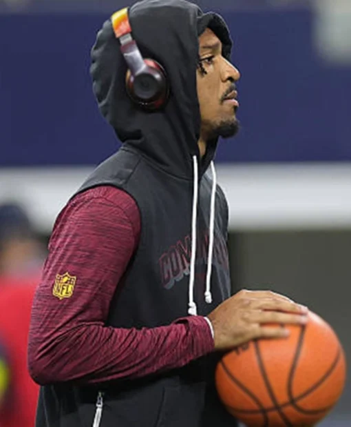Washington Commanders 2025 Coach Jayden Daniels Black Sleeveless Hoodie Buy Now