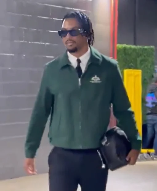 Shop Jayden Daniels Green Cotton Jacket