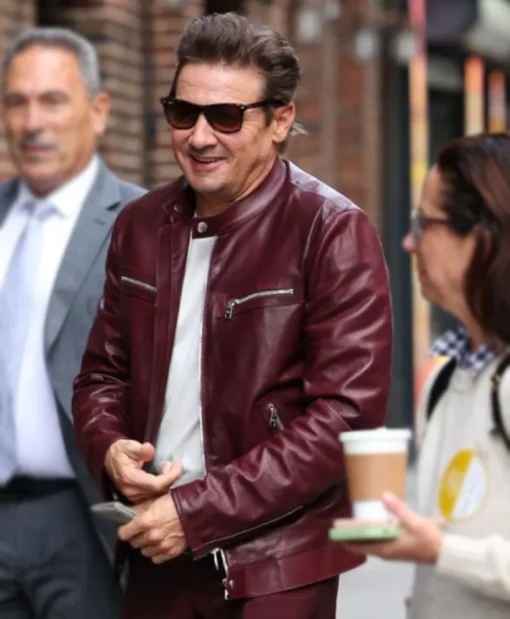 The Late Show With Stephen Colbert Jeremy Renner Leather Jacket