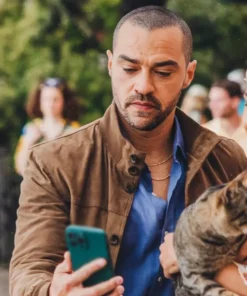 Daniel De Luca TV Series Hotel Costiera 2025 Jesse Williams Brown Suede Jacket