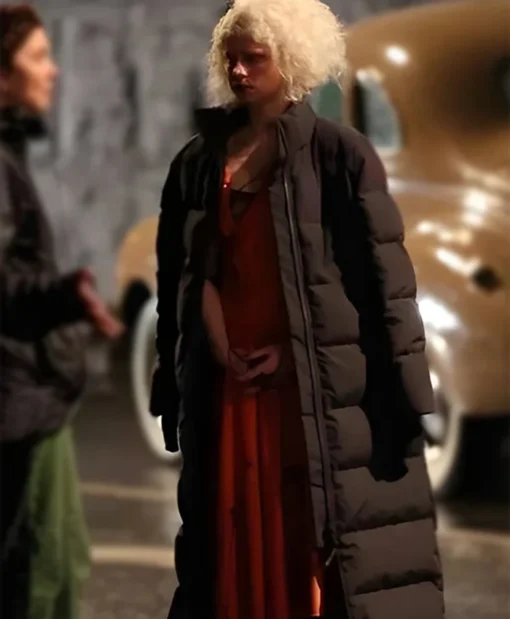 The Bride Jessie Buckley Black Puffer Coat