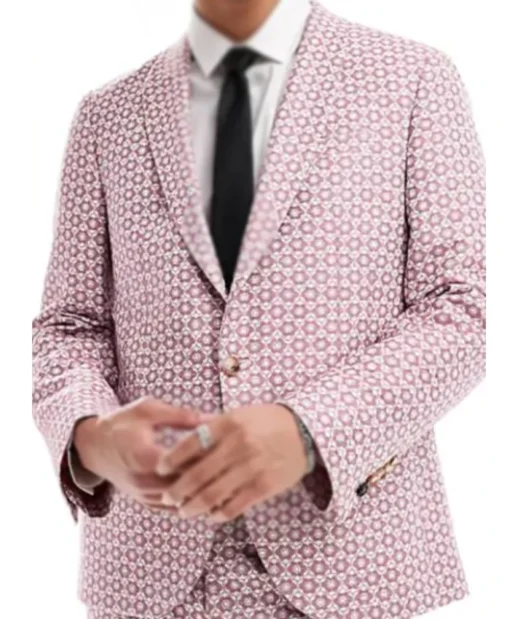 Nicholas TV-Series Loot S03 Joel Kim Booster pink Printed Blazer