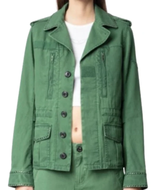 Shop Kathy Griffin Elsbeth S3 Green Button Down Jacket