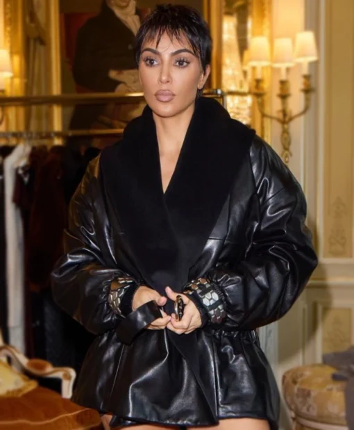 Kim kardashian Black Leather Jacket