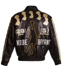 Mens and Womens Kobe Bryant 20 Years Black Leather Jacket