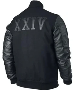 Kobe Bryant Black Leather Sleeves XXIV Jacket For Men and Women