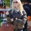 LA 2025 Elsa Hosk Brown Leather Jacket