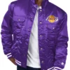 Los Angeles Lakers Starter Purple Trucker Satin Full-Snap Jacket