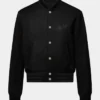 Louis Vuitton Black Leather Varsity Jacket For Men and Women