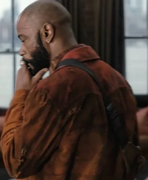 LaKeith Stanfield Film Play Dirty 2025 Grofield Suede Brown Jacket