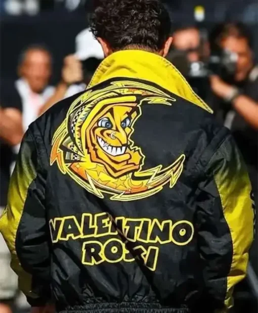 Lando Norris Valentino Rossi Black and Yellow Polyester Jacket