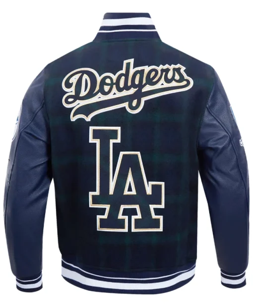 Buy Los Angeles Dodgers Pro Prep Plaid Wool Varsity Jacket