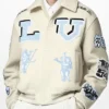 Louis Vuitton Beige Wool with Leather Sleeves Varsity Jacket