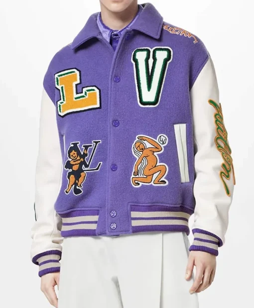 Louis Vuitton Purple and White Varsity Jacket