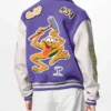 Louis Vuitton Purple and White Full-Snap Varsity Jacket For Unisex 