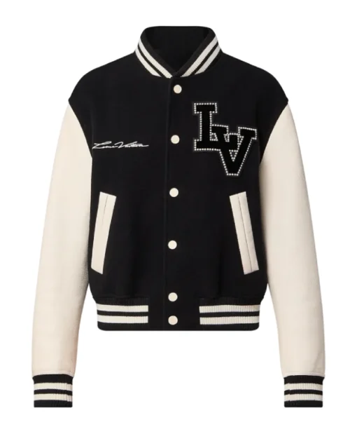 Shop Louis Vuitton Signature Black and White Varsity Blouson Jacket