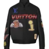 Louis Vuitton X NBA Logos Hero Black Leather Jacket