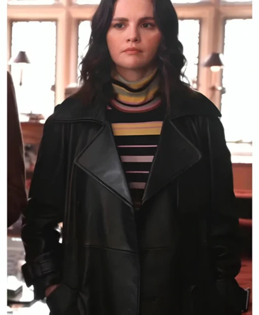 Selena Gomez Only Murders In The Building S5 Leather Black Trench Coat