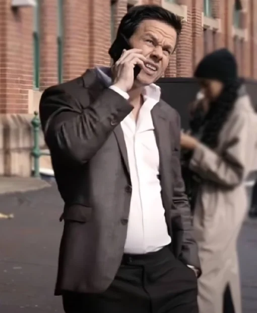 Mark Wahlberg Film Play Dirty 2025 Parker Single Breasted Brown Blazer