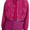 Maxton Hall Season 02 Promo Pink Cropped Quilted Shell Bomber Jacket