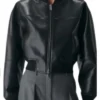 WWE Maxxine Dupri Black Leather Bomber Jacket